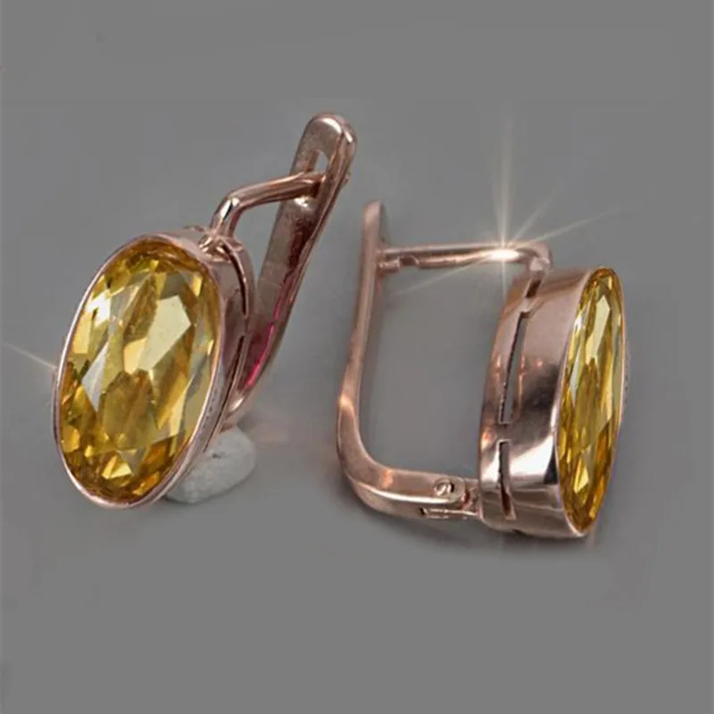 Pendientes vintage de cristal amarillo con incrustaciones