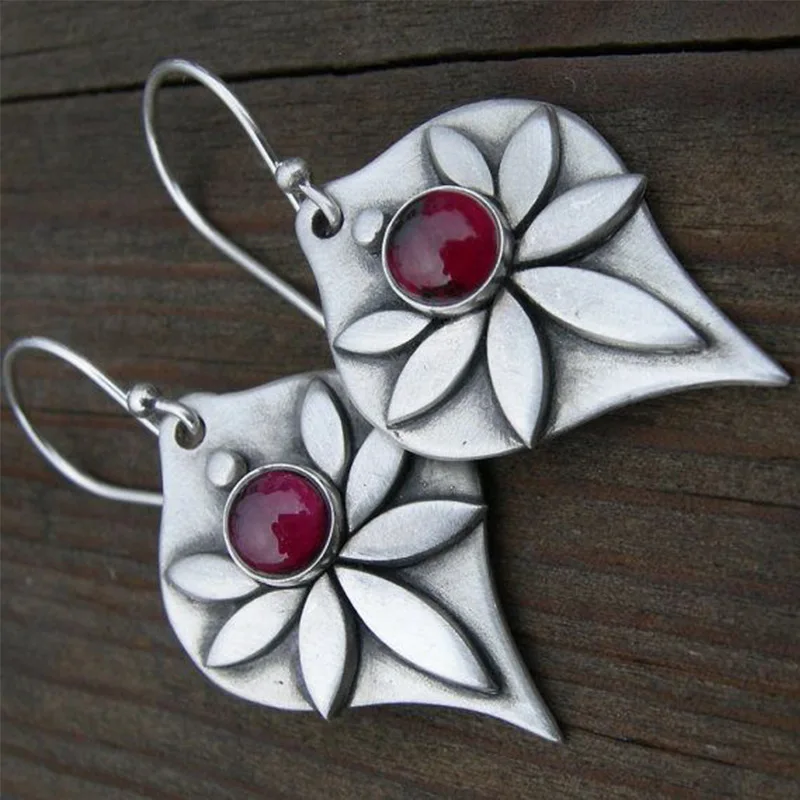 Boucles d'oreilles vintage Red Stone Blossom