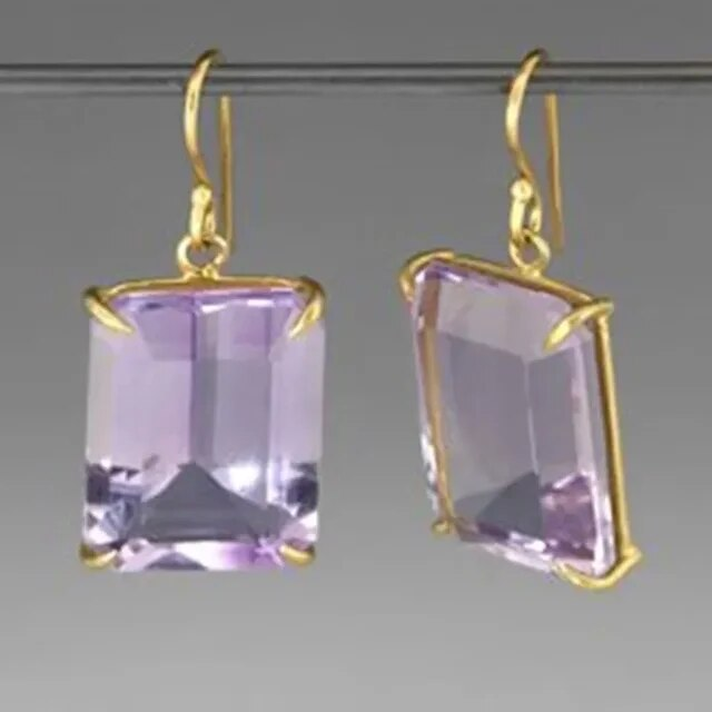 Boucles d'oreilles vintage en zircone cubique violette