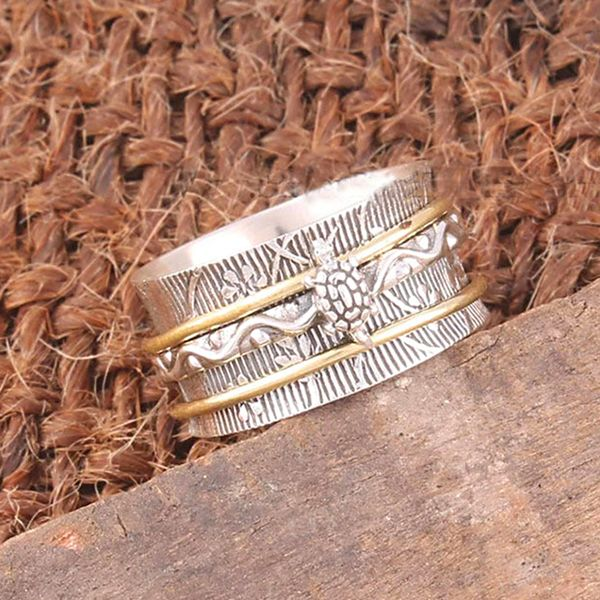 Anillo de tortuga de plata vintage