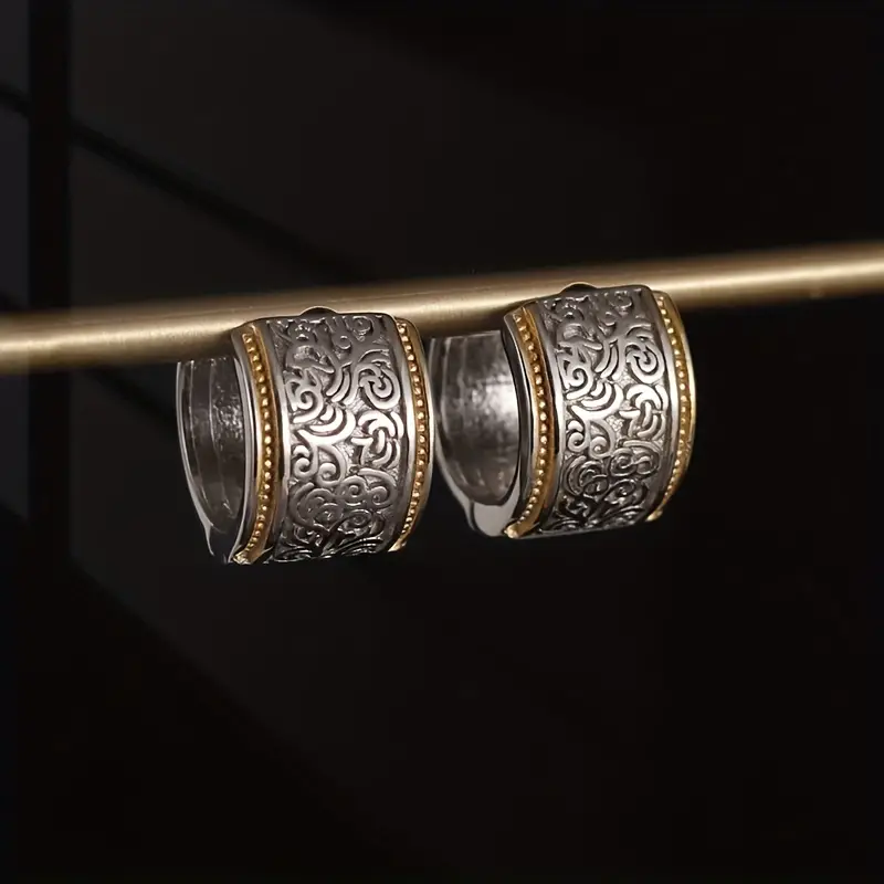 Pendientes pequeños de plata con hiedra vintage