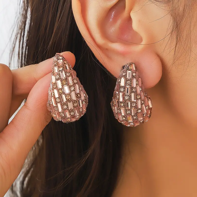 Pendientes colgantes vintage de cristales rosas