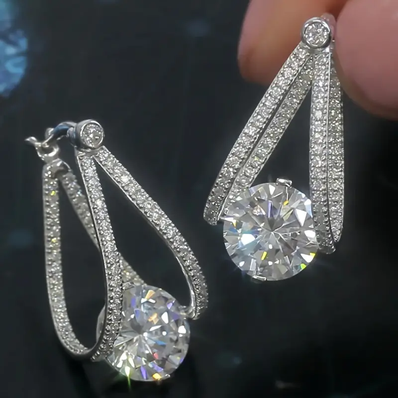 Pendientes vintage de cristal plateado brillante