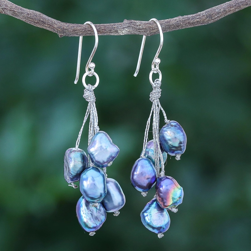 Boucles d'oreilles vintage Blue Rain