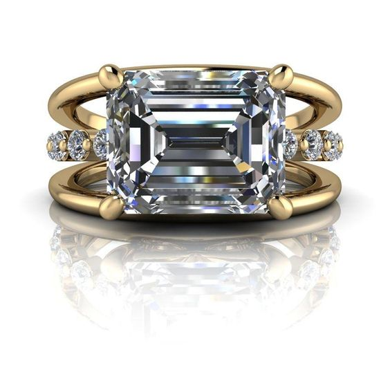 Bague vintage en or et zircone à plusieurs rangs