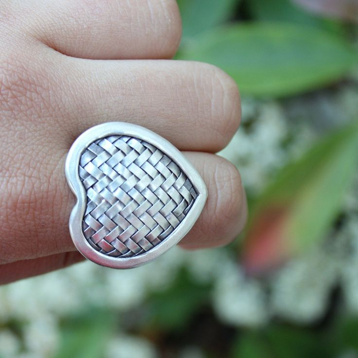 Bague cœur vintage plaquée argent