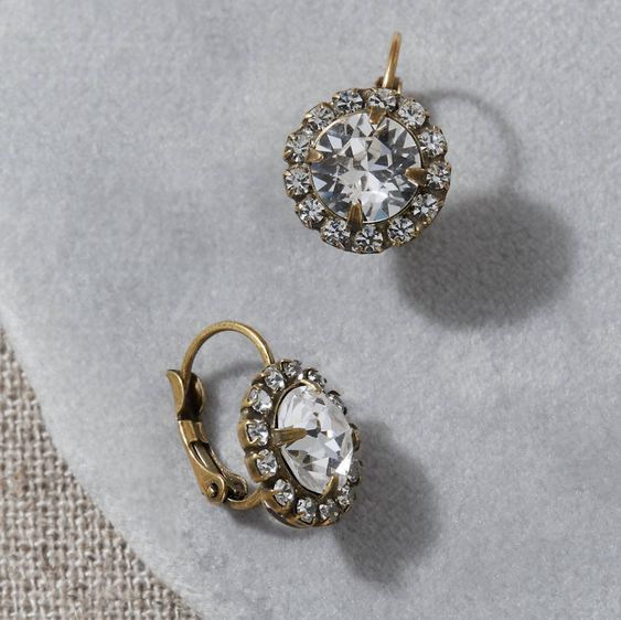 Pendientes vintage de cristal redondo