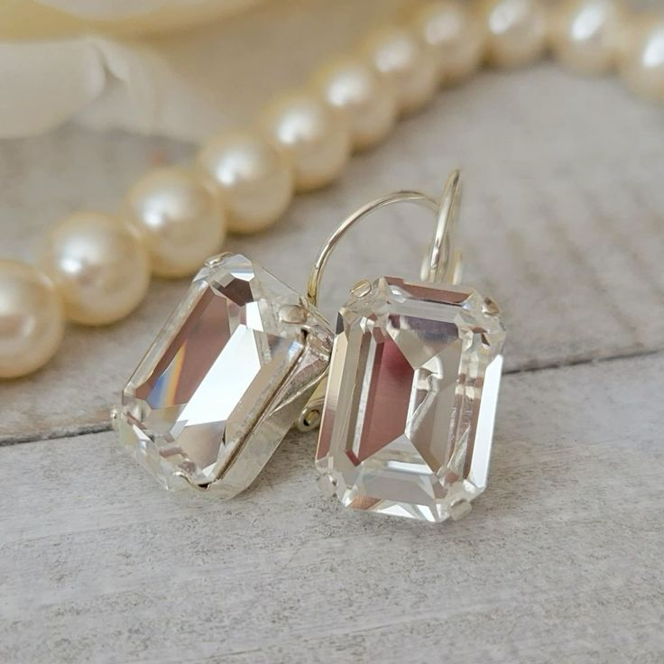 Pendientes vintage de cristal blanco