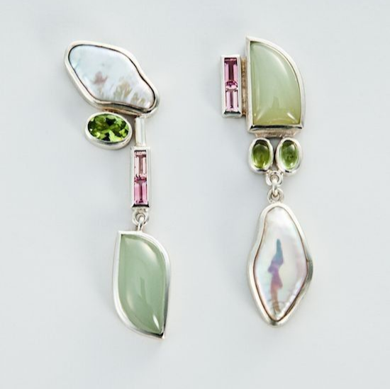 Boucles d'oreilles pendantes vintage en cristal naturel