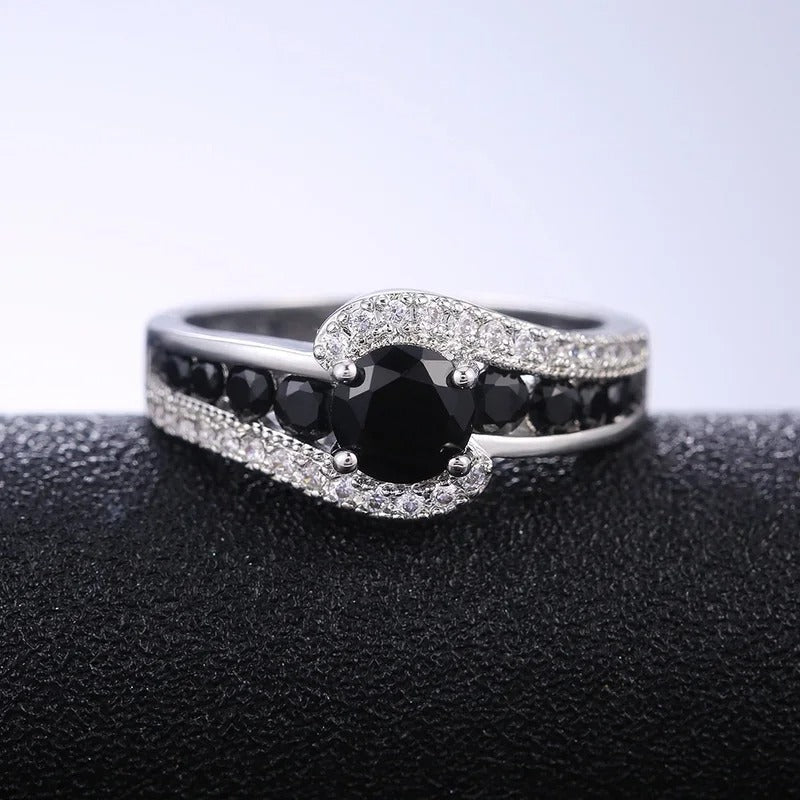 Vintage Silver Black Gemstone Statement Ring