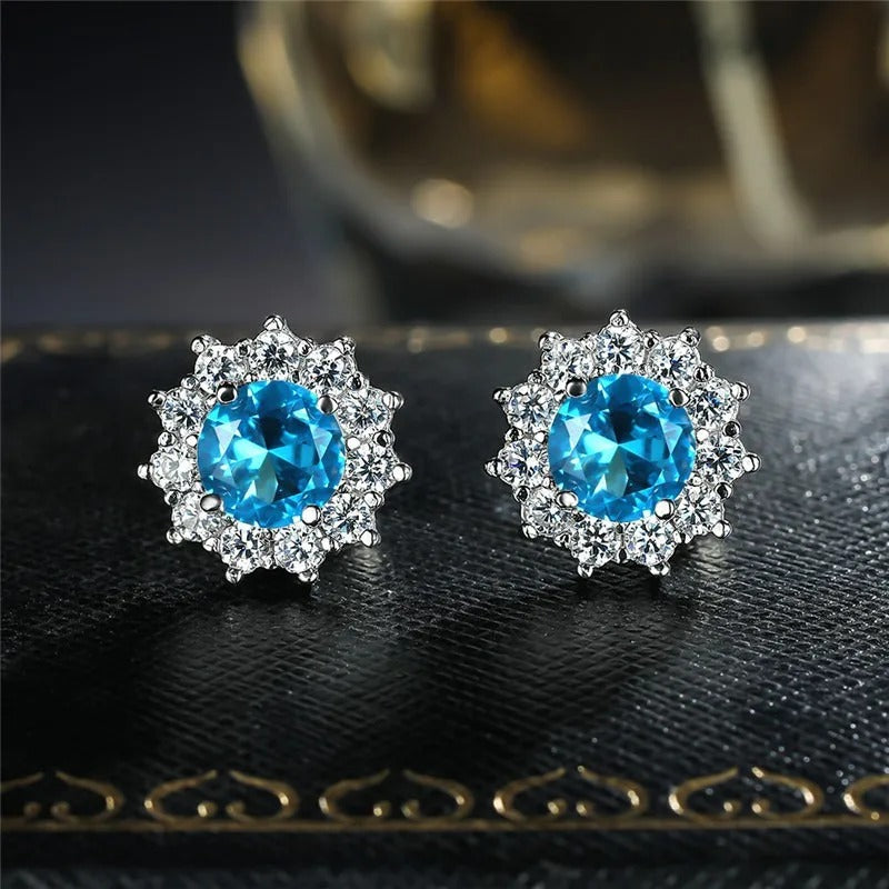 Pendientes vintage de cristal azul