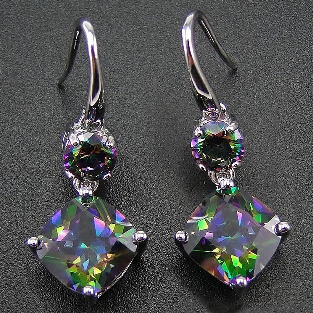 Pendientes colgantes de cristal multicolor vibrantes