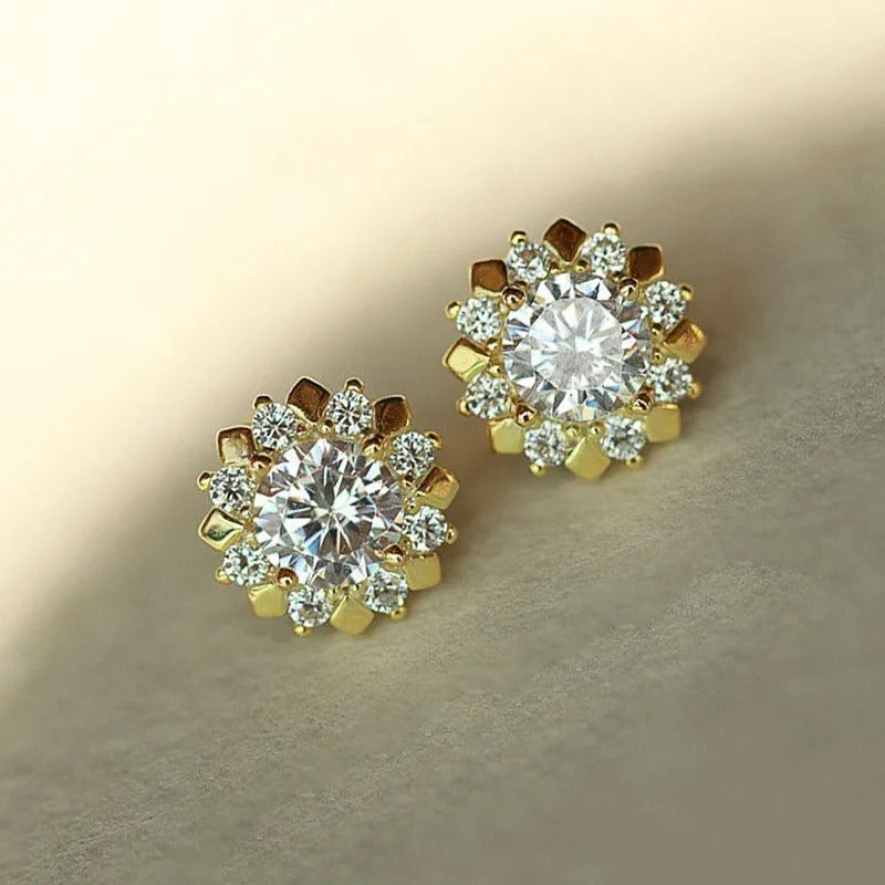 Pendientes de pétalos de oro