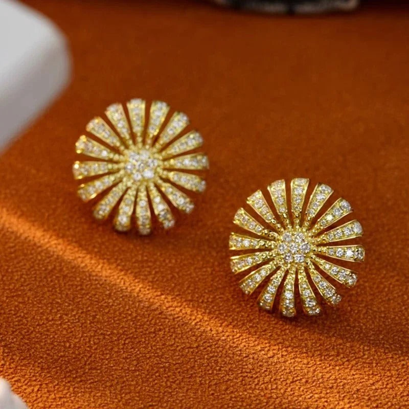 Pendientes vintage de pétalos brillantes de oro