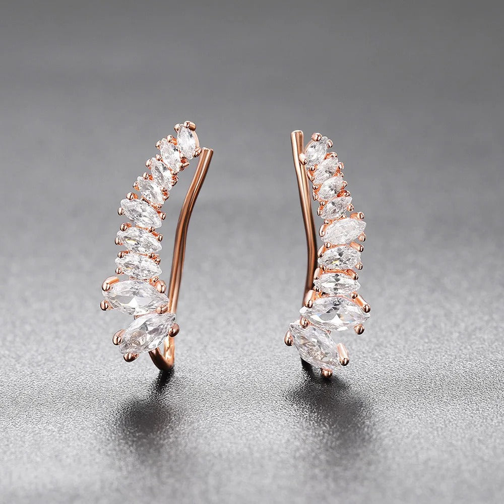 Pendientes de aro vintage de oro rosa con cristales marquesina