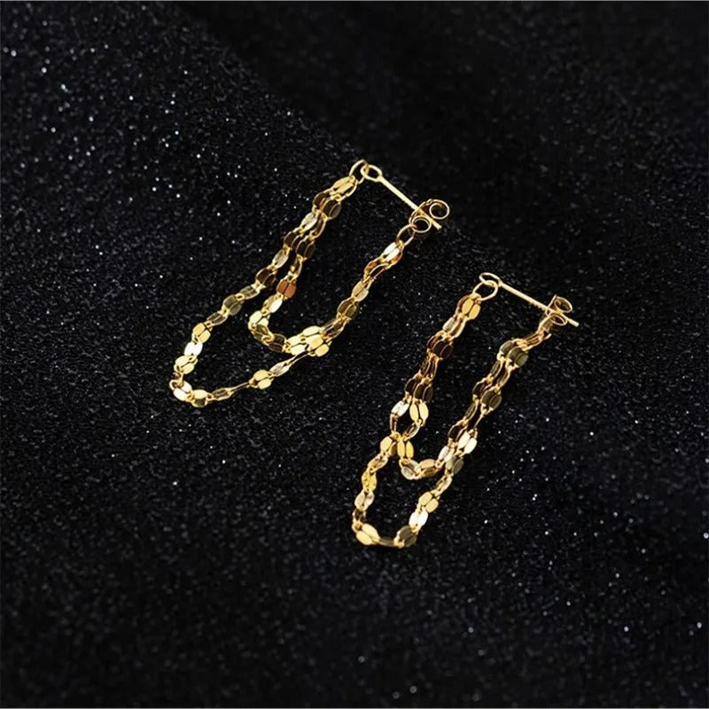 Pendientes colgantes de cadena de oro vintage