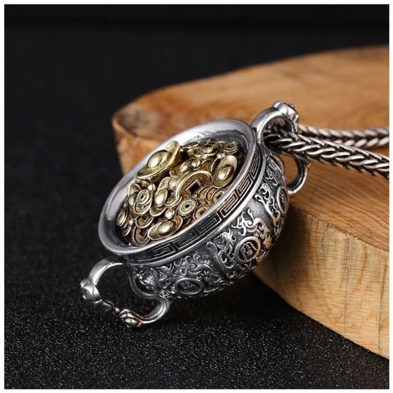 Handcrafted Fortune Pot Pendant Necklace