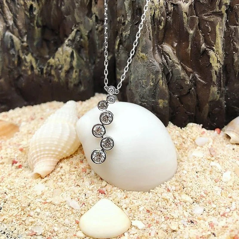 Collier vintage en argent avec cristal rond