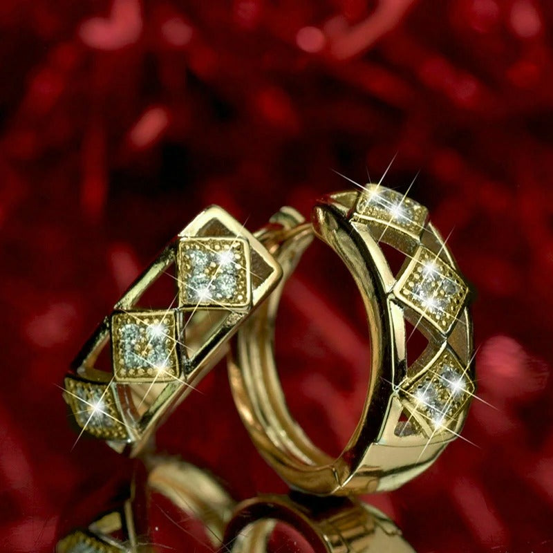 Pendientes vintage de oro pavé de diamantes