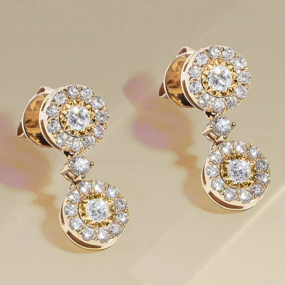 Pendientes vintage de doble círculo dorado