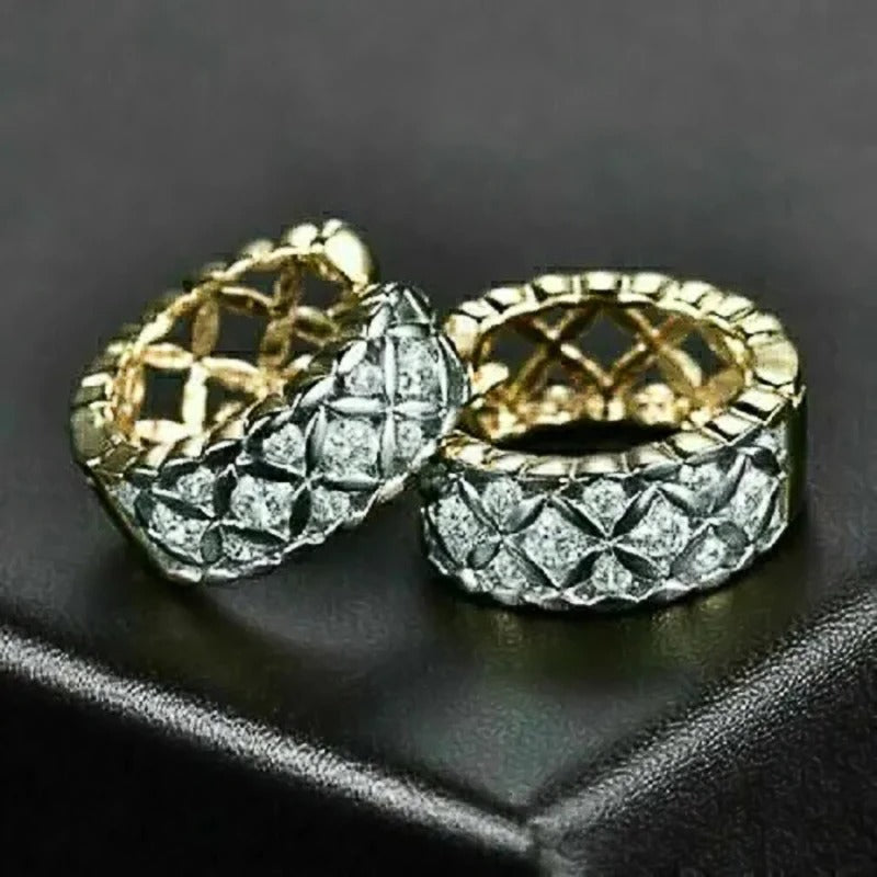 Pendientes de aro acolchados dorados vintage