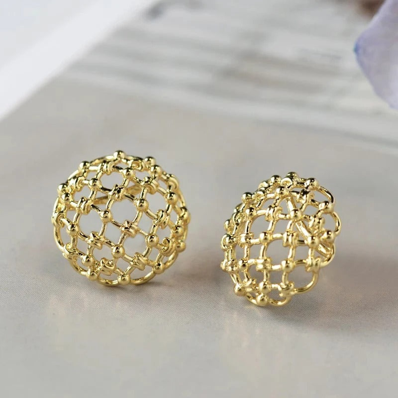 Pendientes vintage de media bola de oro