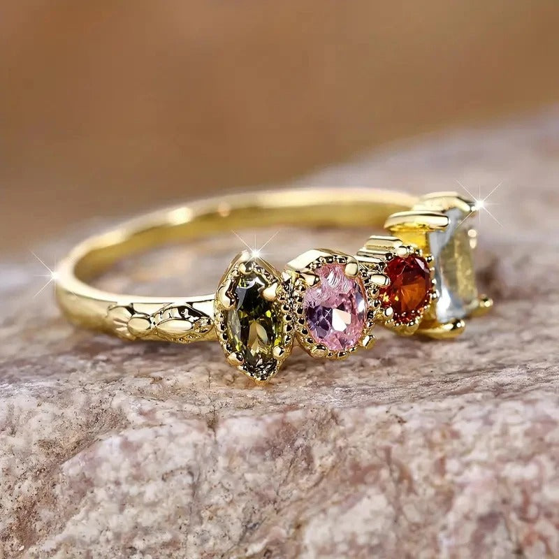 Vintage Gold Four Stone Zirconia Ring