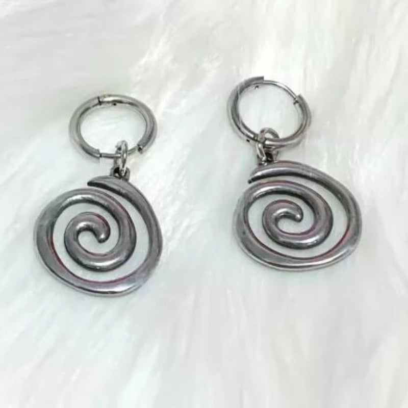 Boucles d'oreilles créoles vintage argentées en spirale
