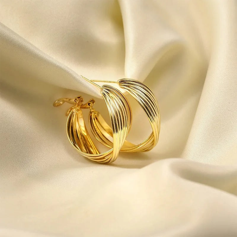 Pendientes geométricos vintage redondos de oro