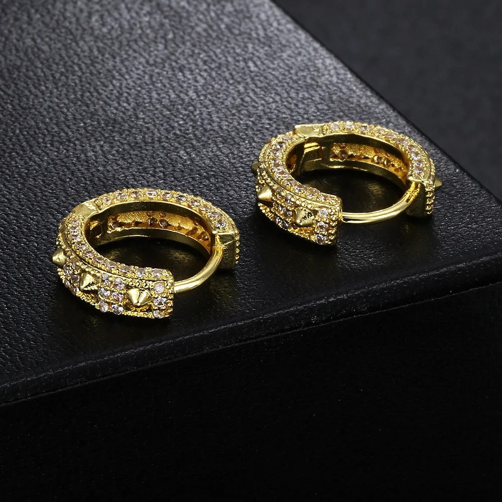 Pendientes de aro vintage de cristal dorado