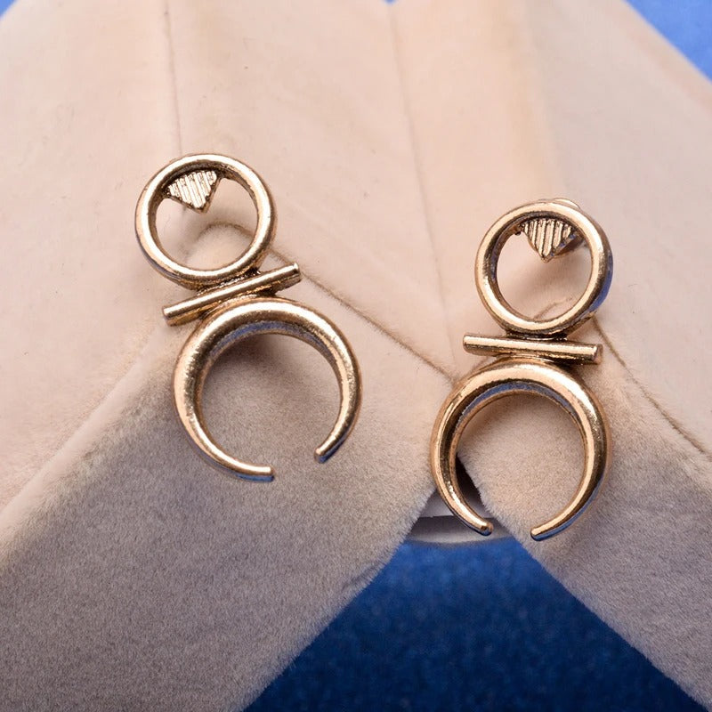 Pendientes étnicos vintage con forma de luna