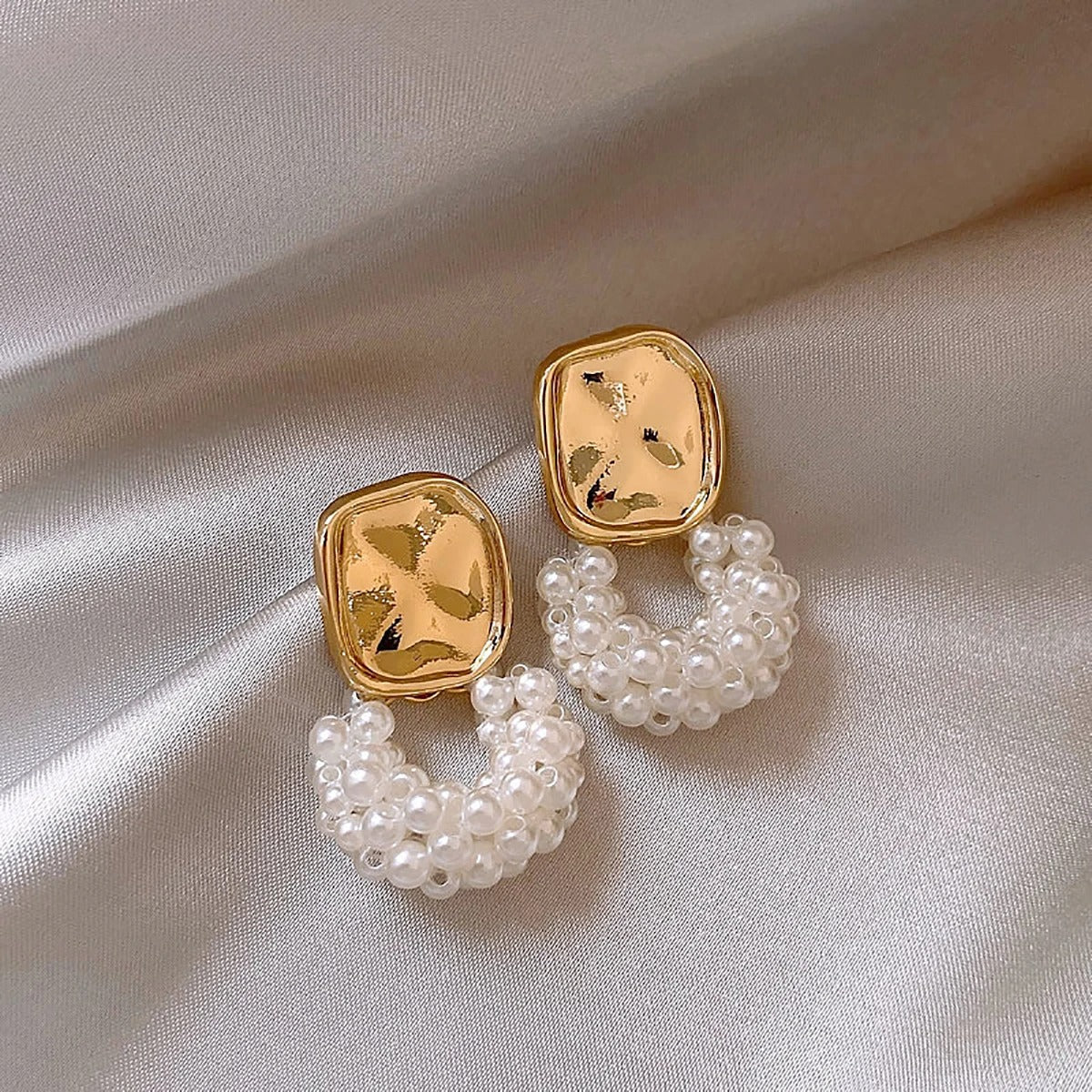 Vintage Gold & Pearl Rope Pendant Earrings