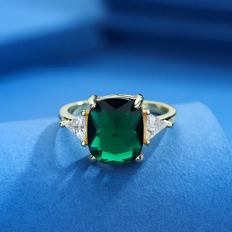 Vintage Silver & Green Zircon Cocktail Ring