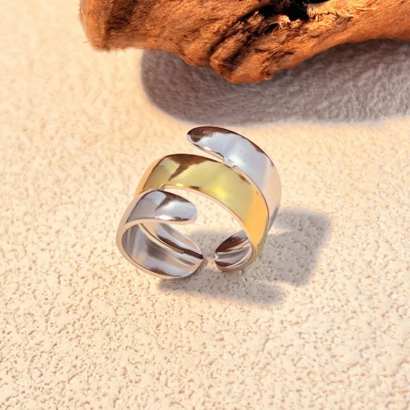 Gold & Silver Spiral Adjustable Ring
