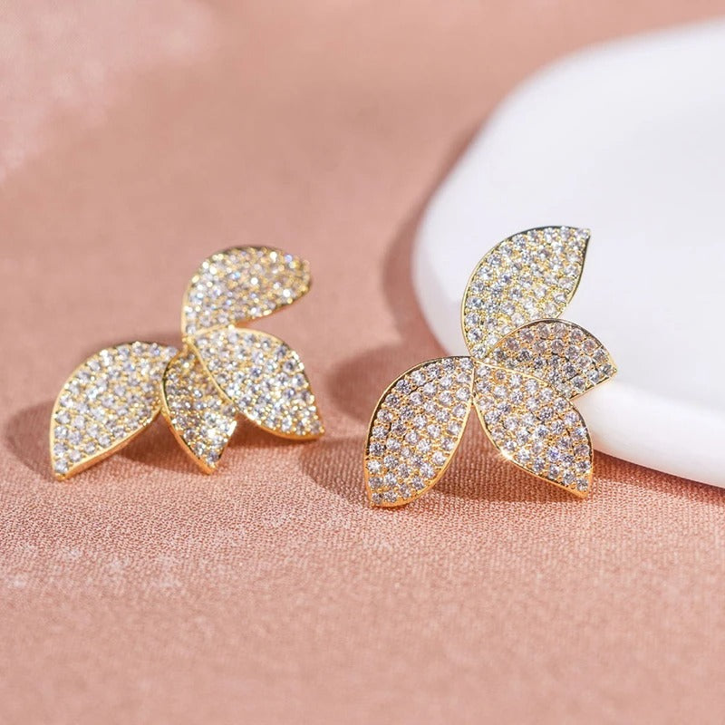 Pendientes de hoja vintage de oro