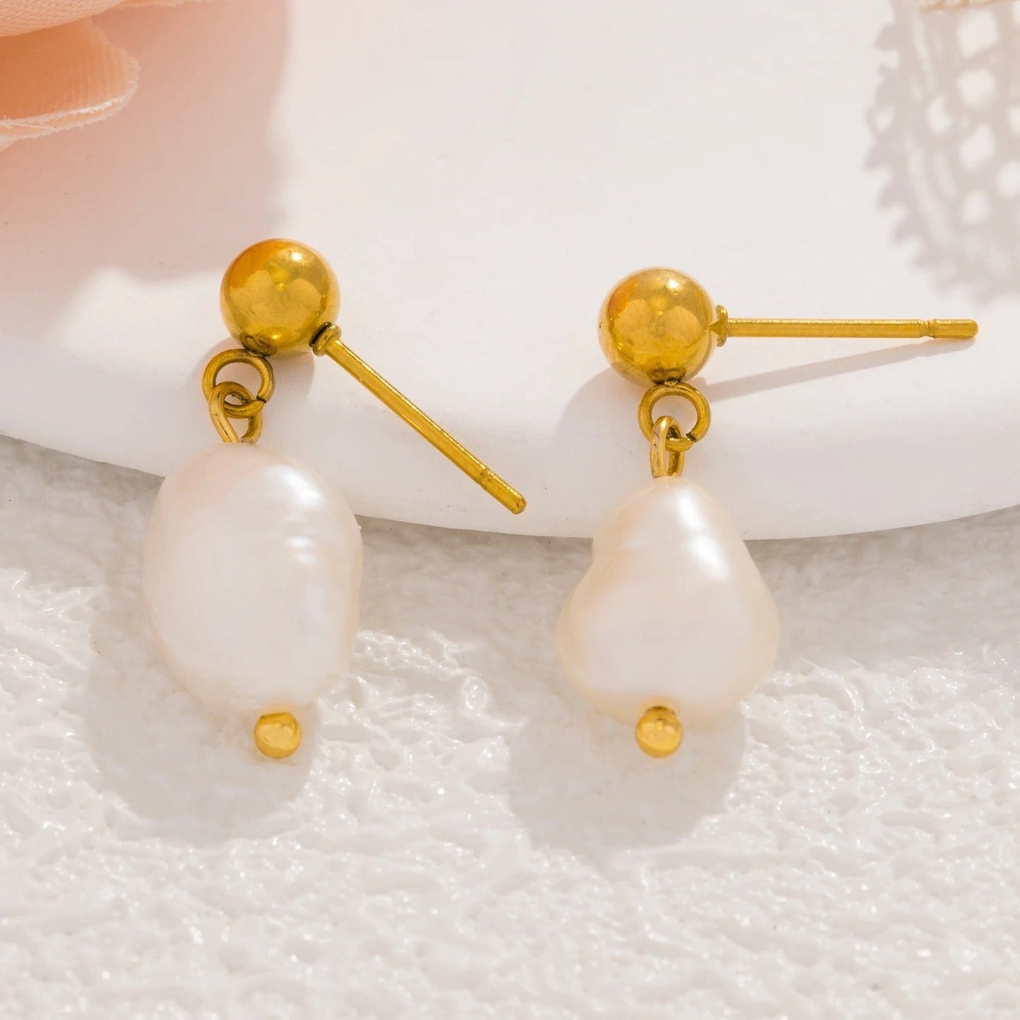 Gold & Pearl Vintage Drop Earrings