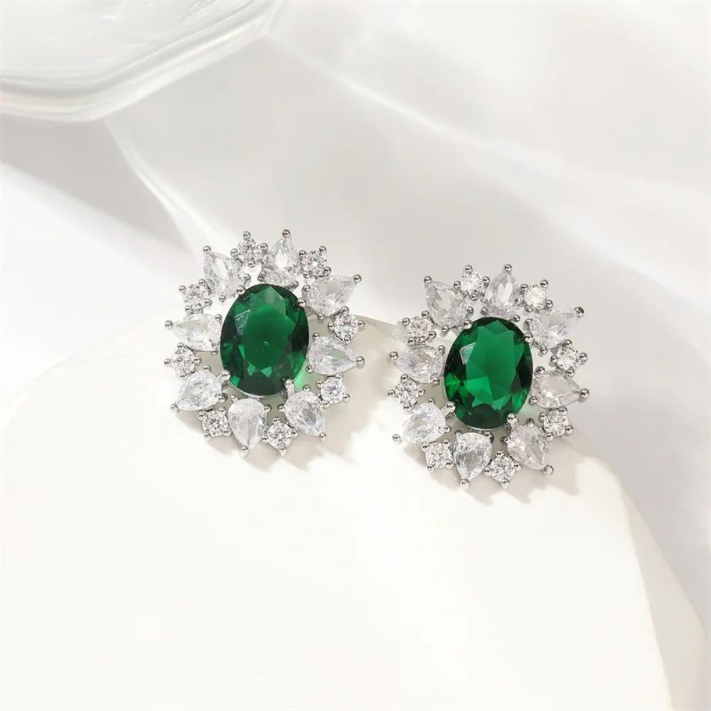 Pendientes vintage de piedra verde