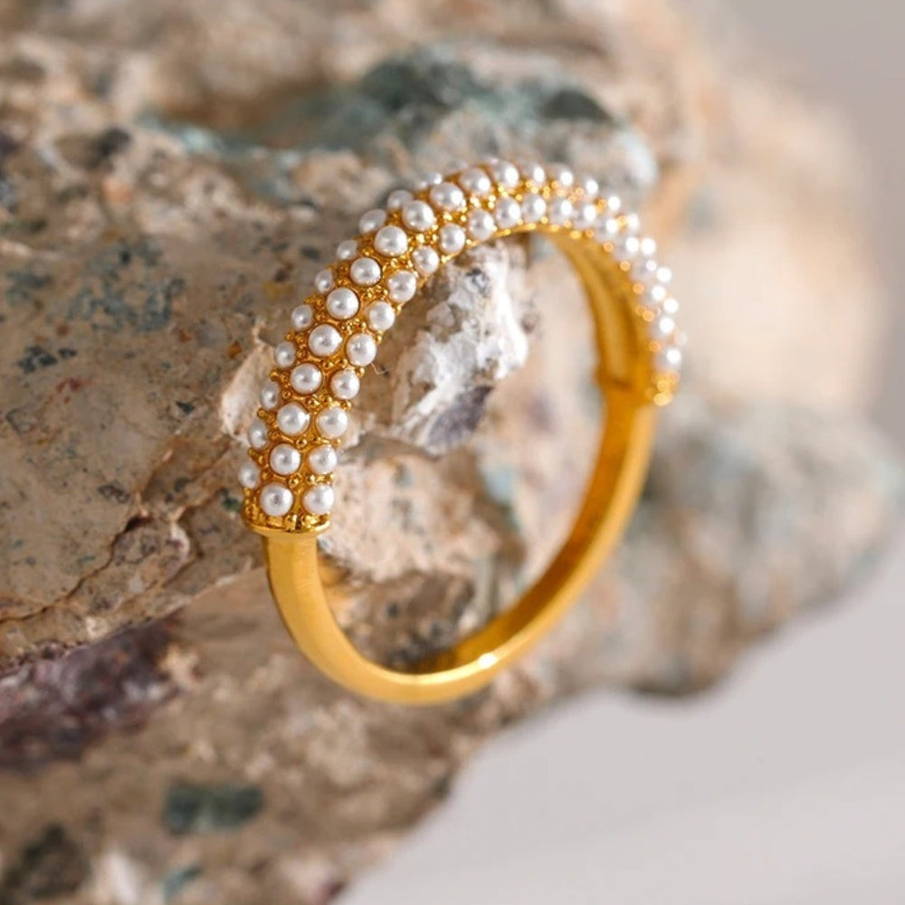 Vintage Pearl Cluster Gold Ring