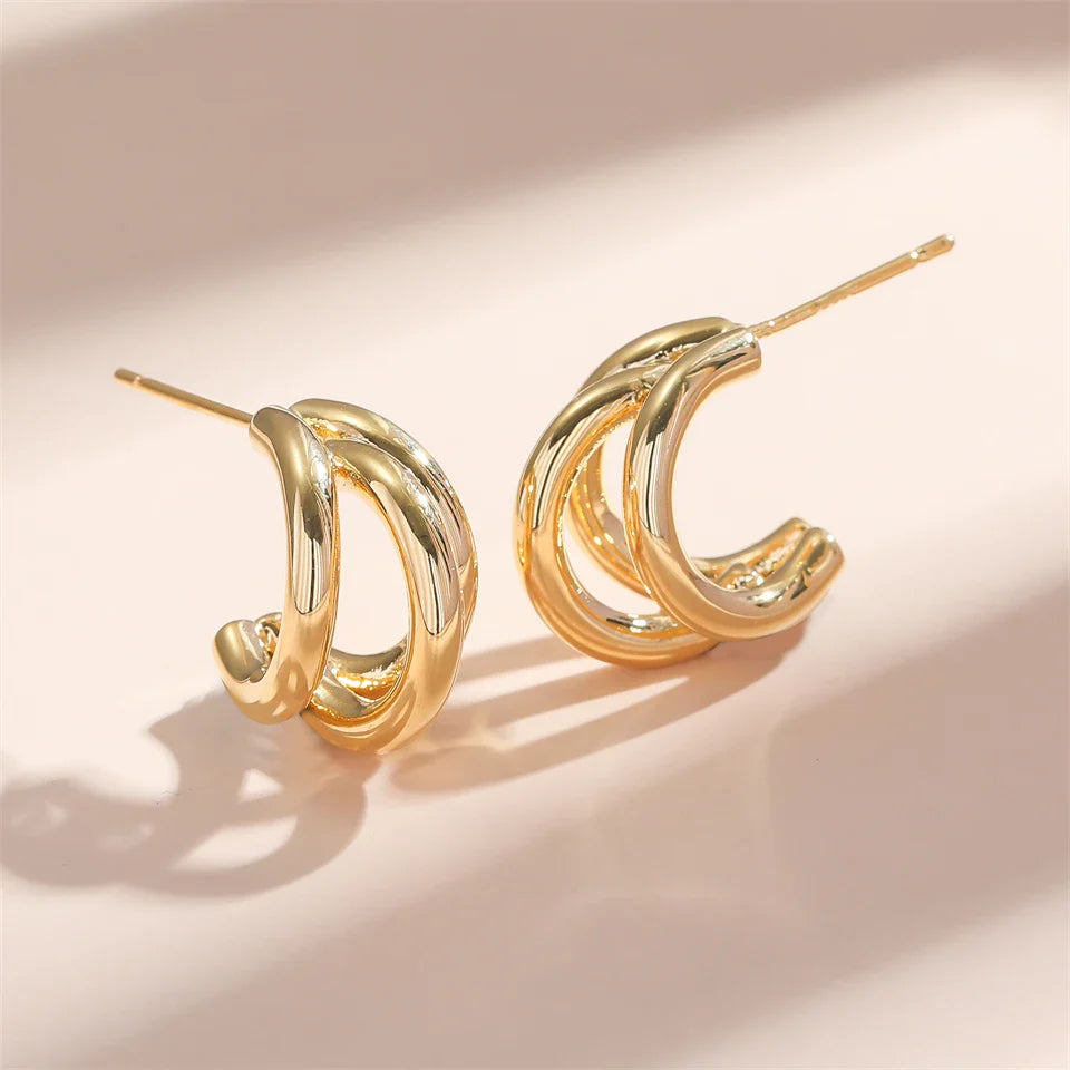Pendientes de aro con capas de oro
