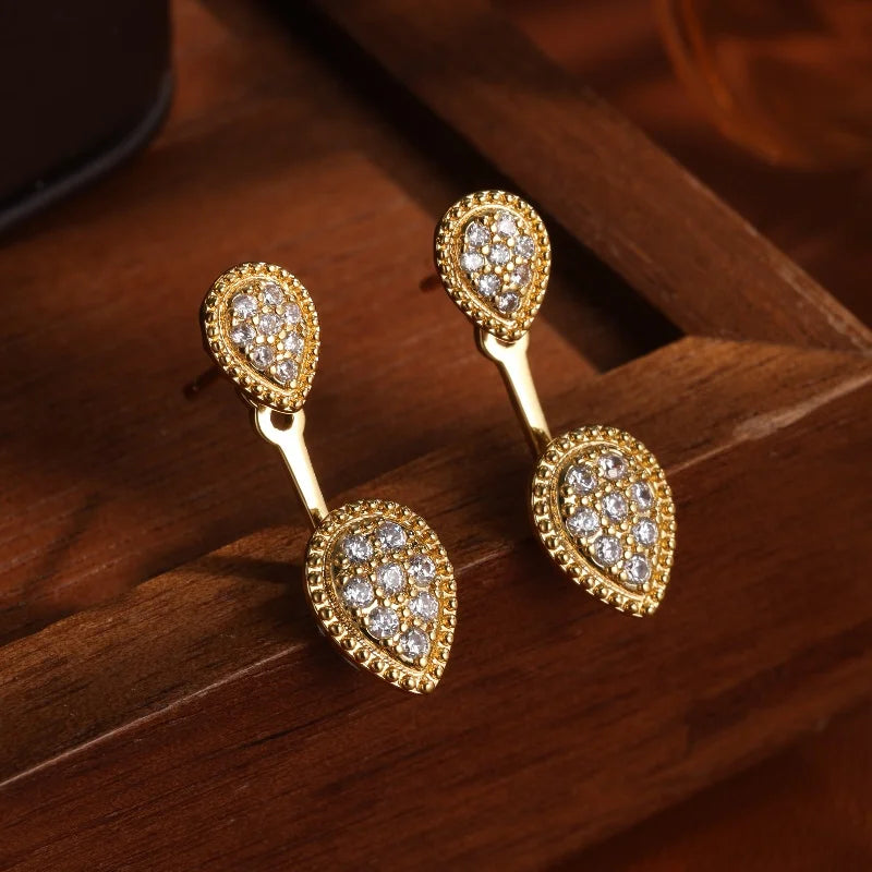 Pendientes colgantes vintage de lágrima de oro