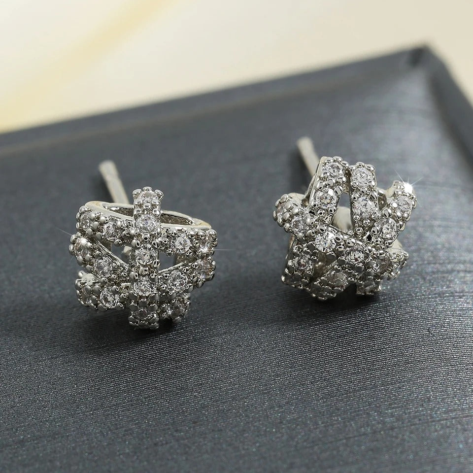Pendientes de plata con cristales geométricos vintage