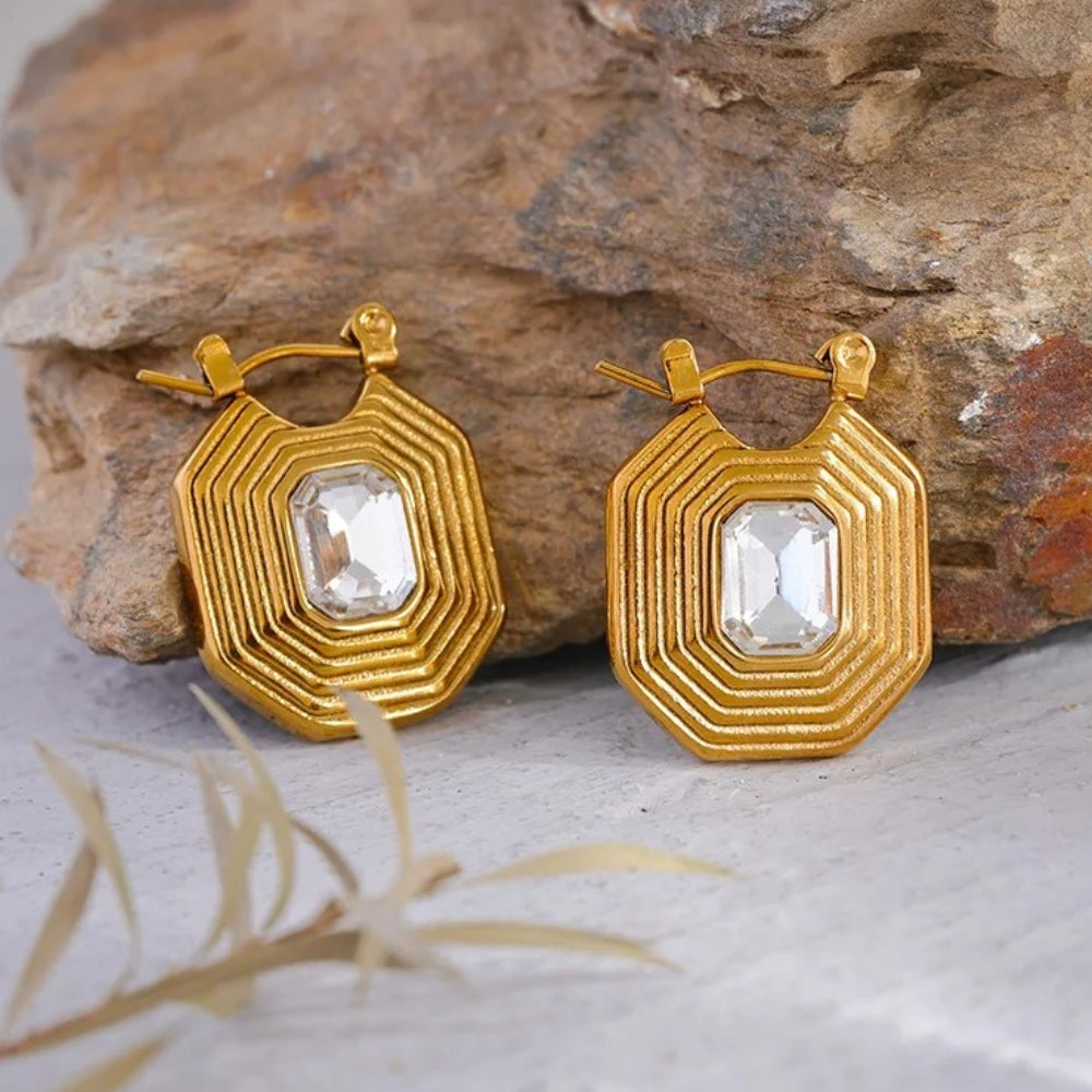 Pendientes de aro dorados geométricos vintage