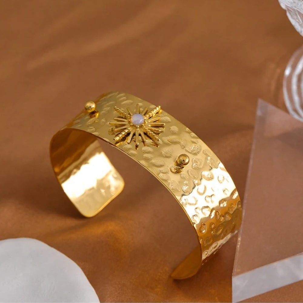 Vintage Gold Sunburst Cuff Bracelet