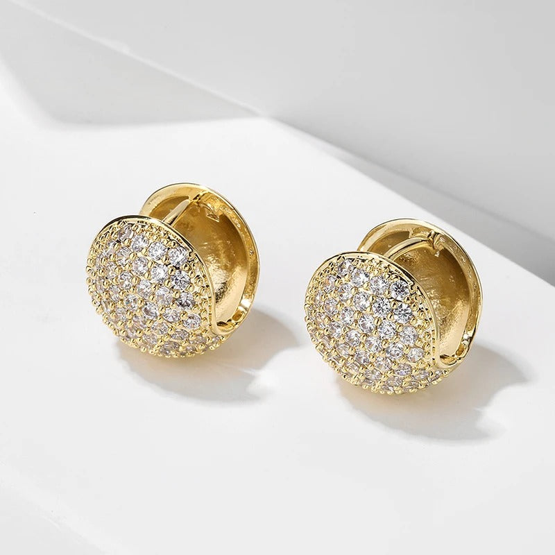 Pendientes vintage redondos de cristal dorado