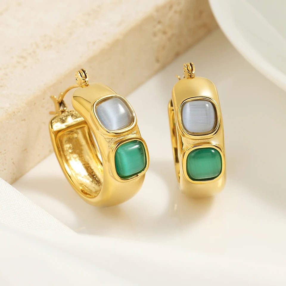 Pendientes de aro vintage dorados en forma de U