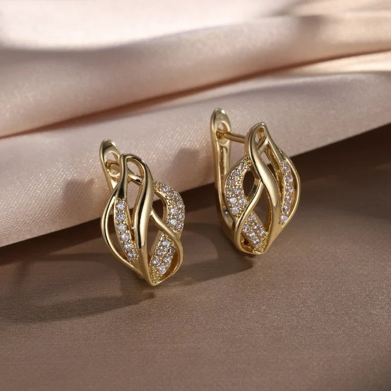 Pendientes vintage de cristal dorado retorcido