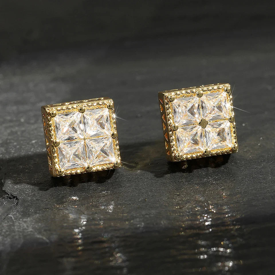 Pendientes vintage de cubo dorado