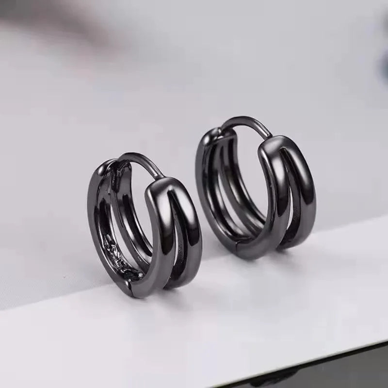 Pendientes vintage negros de doble aro