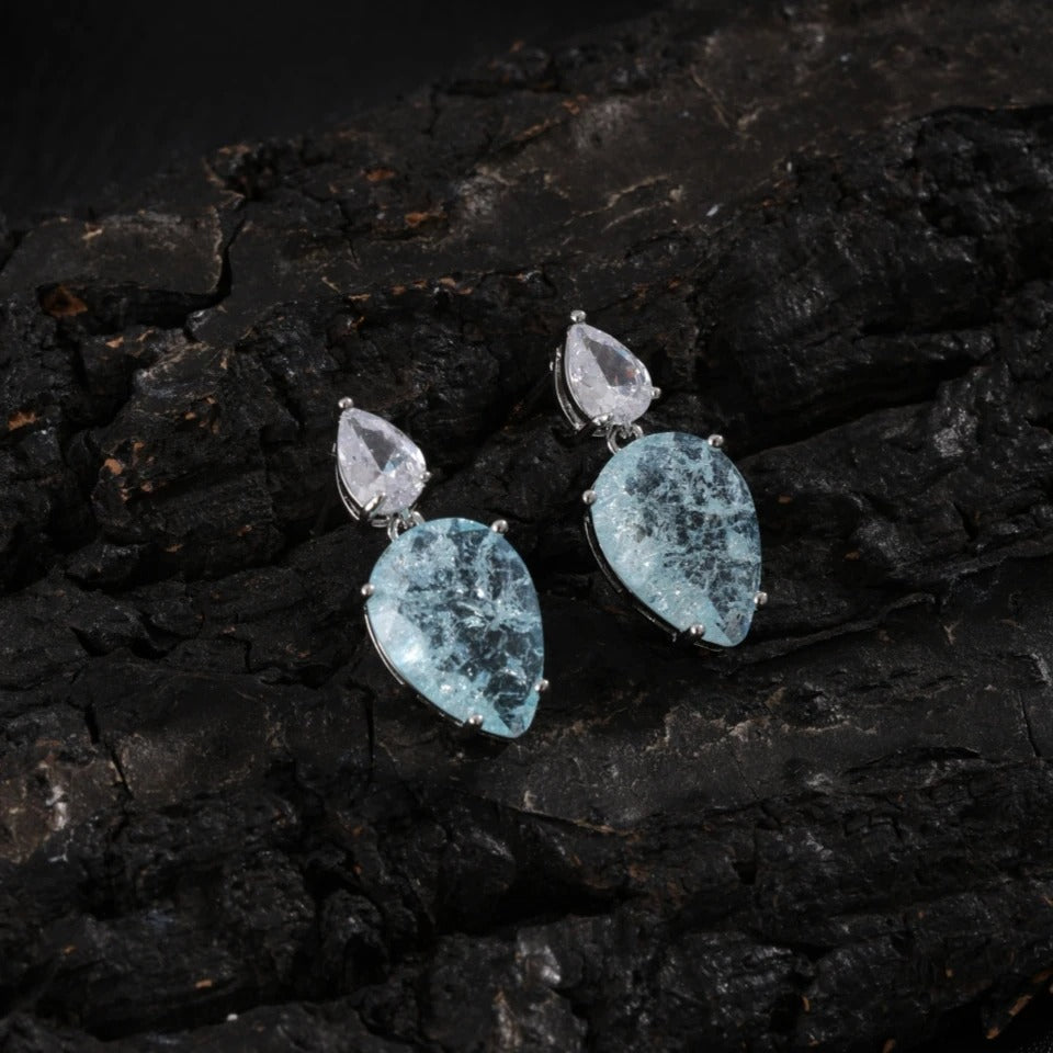 Pendientes colgantes de aguamarina vintage de plata