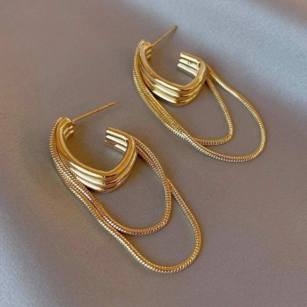Pendientes de aro colgantes vintage con capas de oro